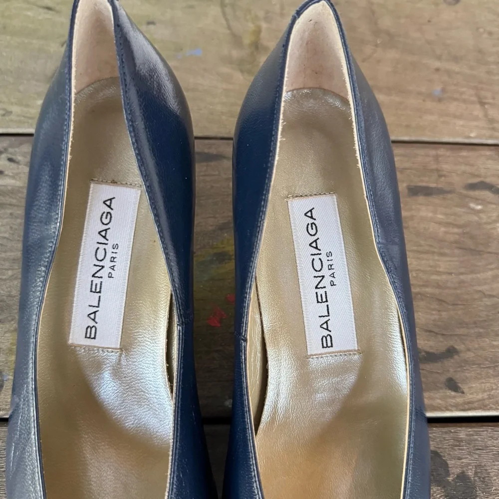 Balenciaga Women's Metallic Blue Heels - Picture 3 of 9